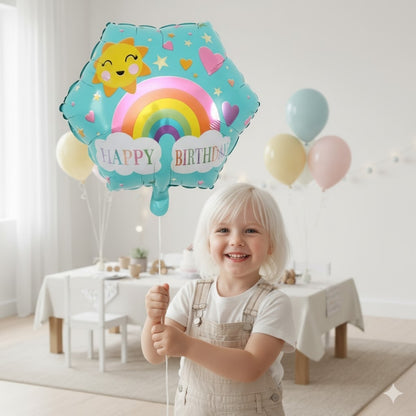 Hexagon Rainbow Shaped Birthday Balloon 18"