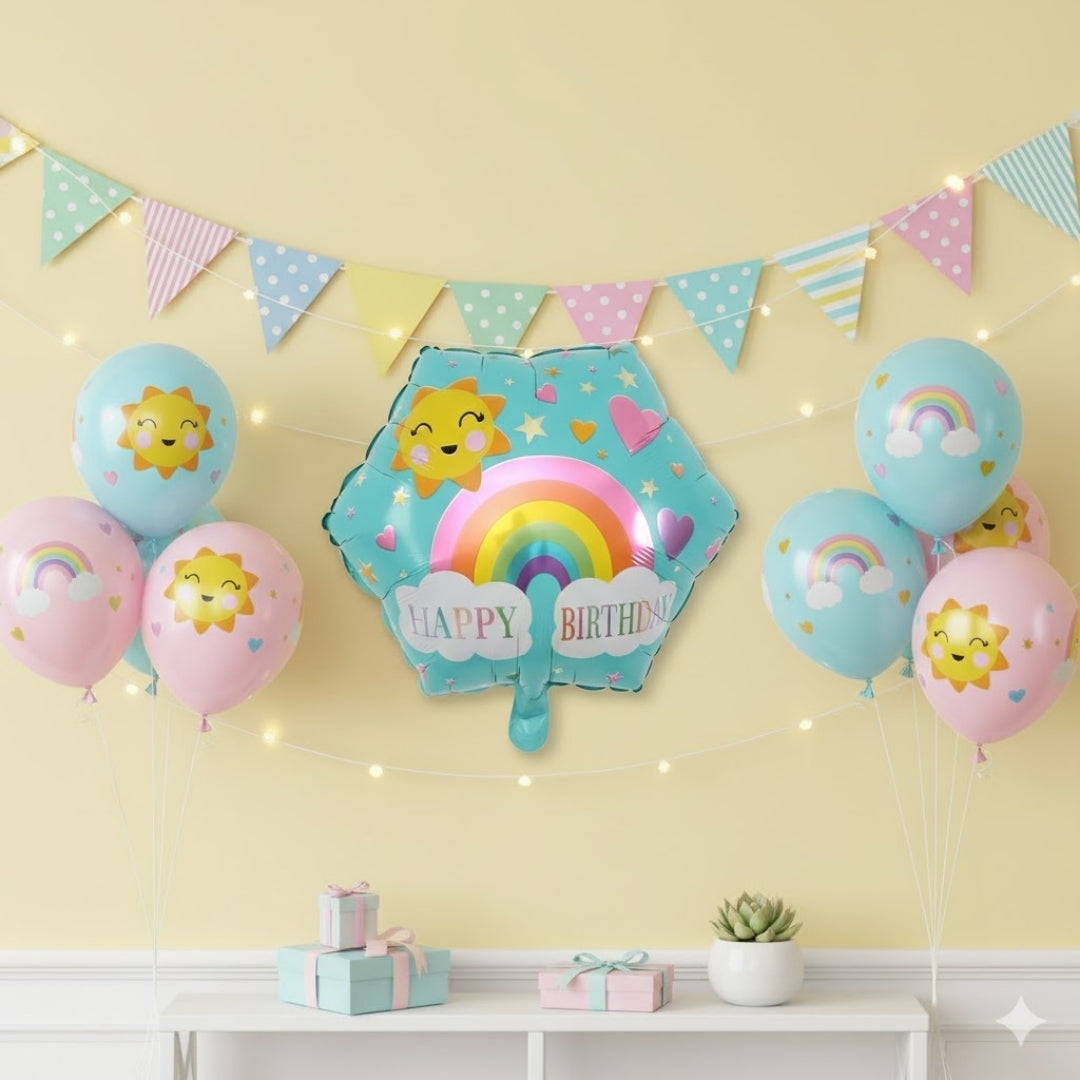 Hexagon Rainbow Shaped Birthday Balloon 18"
