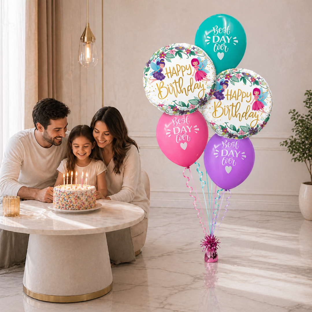 Best Day Ever Happy Birthday Pastel Balloon Set of 5 (Helium Filled & Delivered Inflated) | Birthday Decoration Balloons