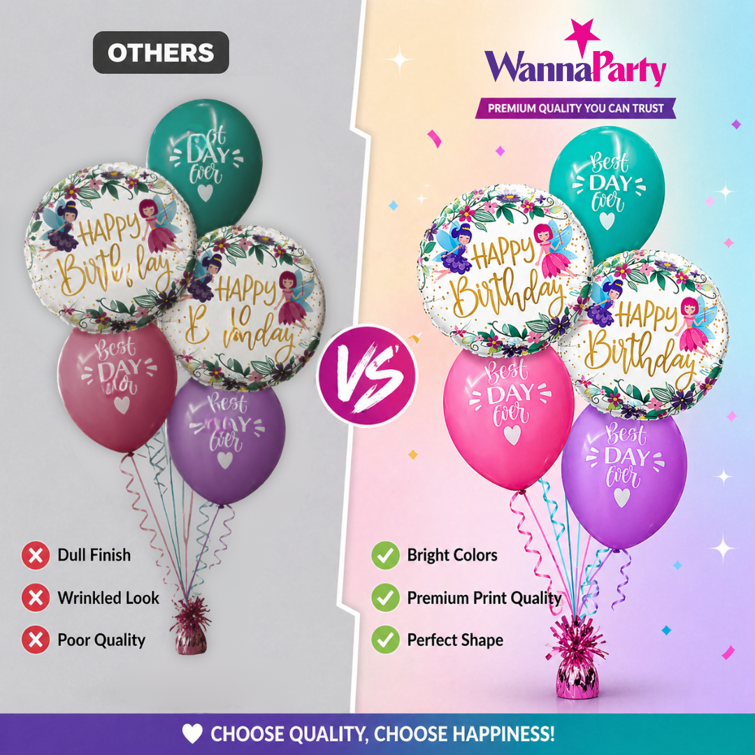 Best Day Ever Happy Birthday Pastel Balloon Set of 5 (Helium Filled & Delivered Inflated) | Birthday Decoration Balloons
