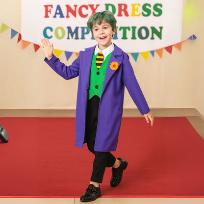 Dark Knight Deluxe Joker Costume w/ Doctor Coat, Pants & Vest for Kids - Size S - Age 3 to 5 Years