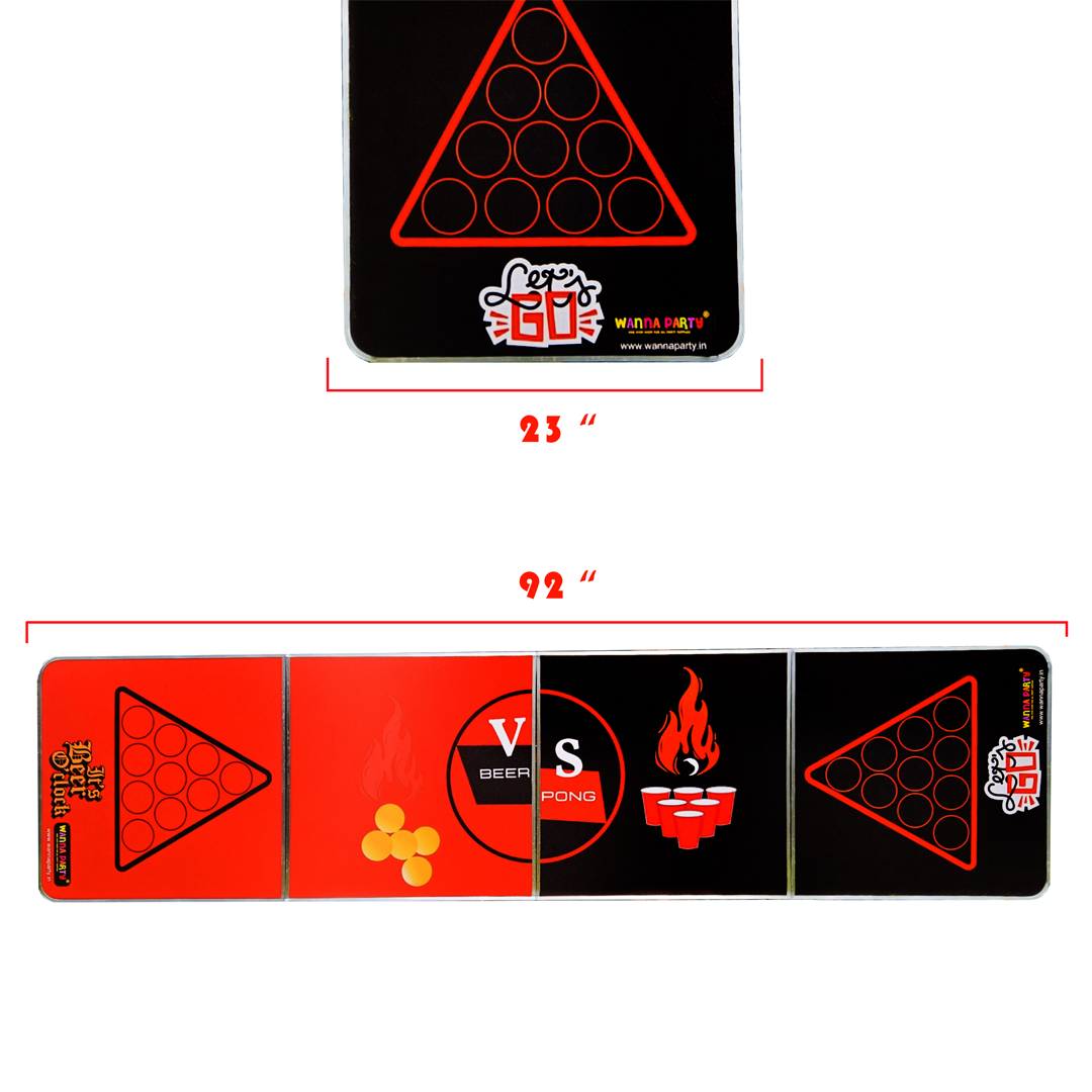 Beer Pong Table Black & Red - 8FT X 2.5FT - 1PC