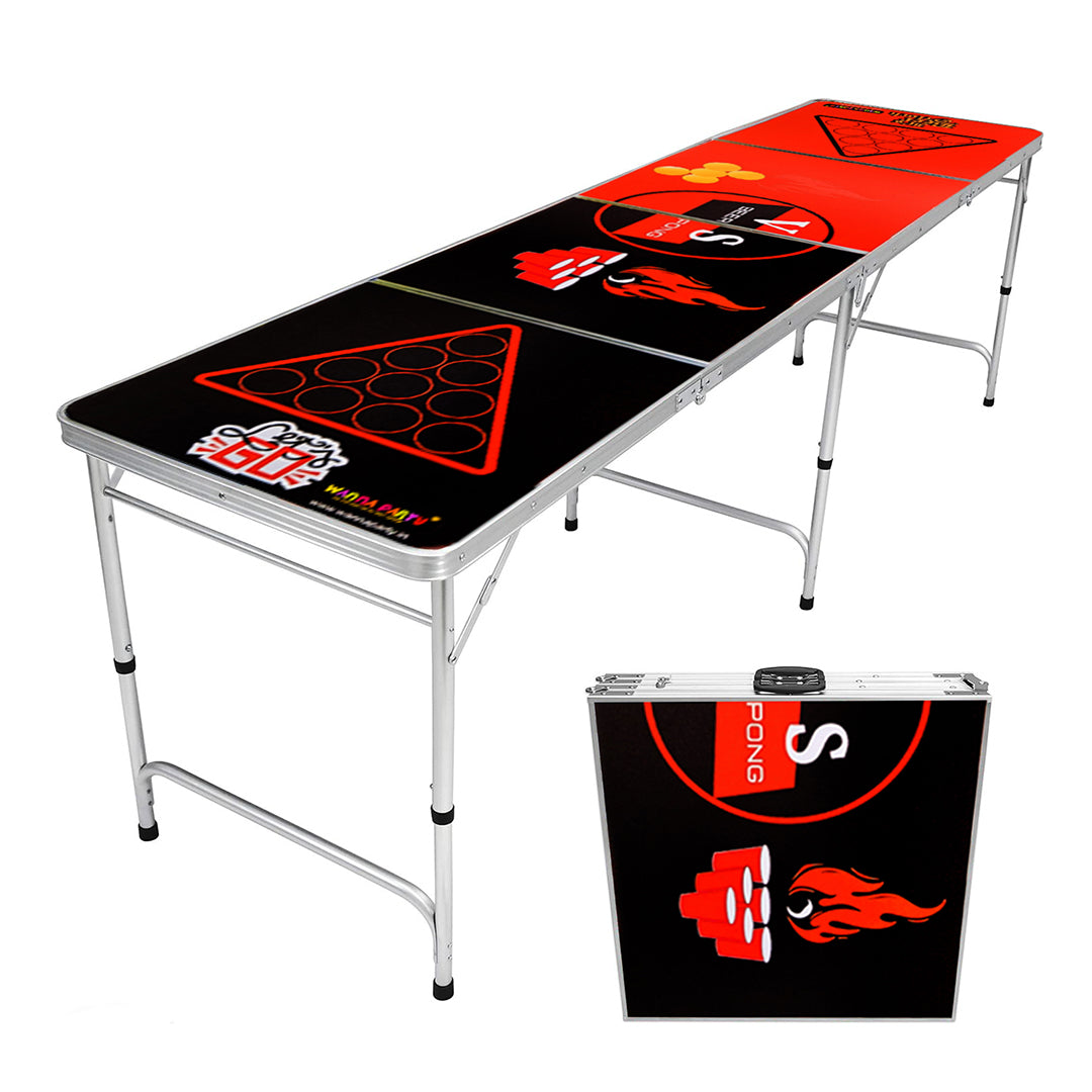 Beer Pong Table Black & Red - 8FT X 2.5FT - 1PC