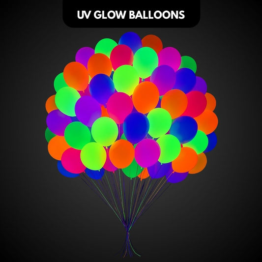 Glow In The Dark Balloons | Glows in UV Light | Neon Balloons - Helium Quality - 12 inches - Bulk Pack - 100PC