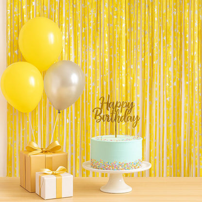 Curly Gold and Silver Star Foil Curtain - 6FT x 3FT - 1PC