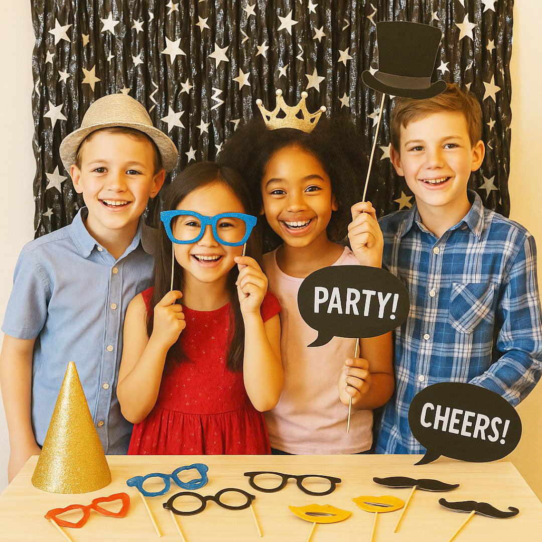 Curly Black and Silver Star Foil Curtain - 6FT x 3FT - 1PC