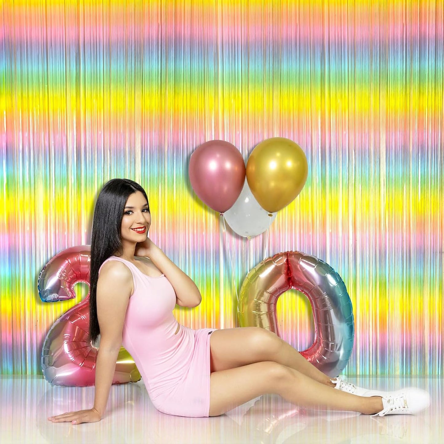 Rainbow Pastel Color Foil Curtain - 7FT x 3FT - 1PC