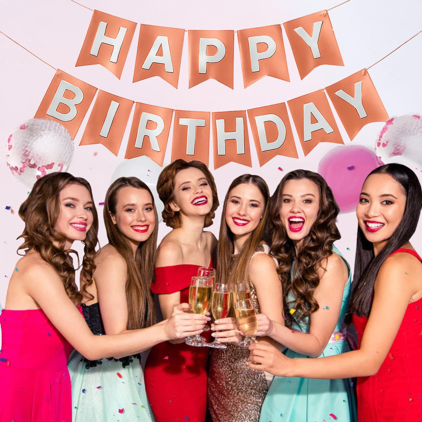 Metallic Rose Gold Happy Birthday Banner - 1PC