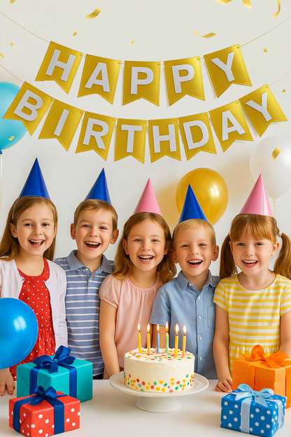 Metallic Gold Happy Birthday Banner - 1PC