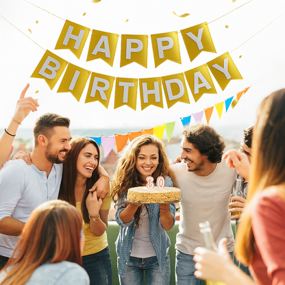 Metallic Gold Happy Birthday Banner - 1PC