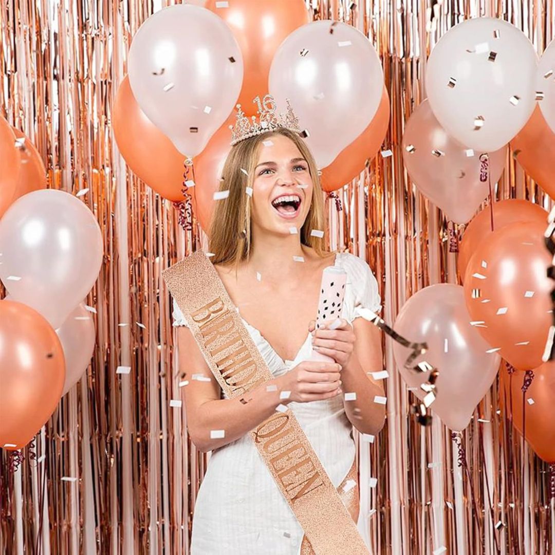 Birthday Queen Sash with Shimmry Texture and Glossy Text - 1PC