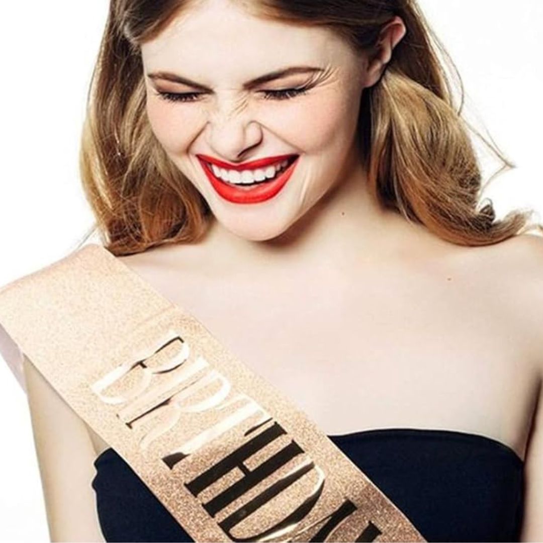 Birthday Queen Sash with Shimmry Texture and Glossy Text - 1PC
