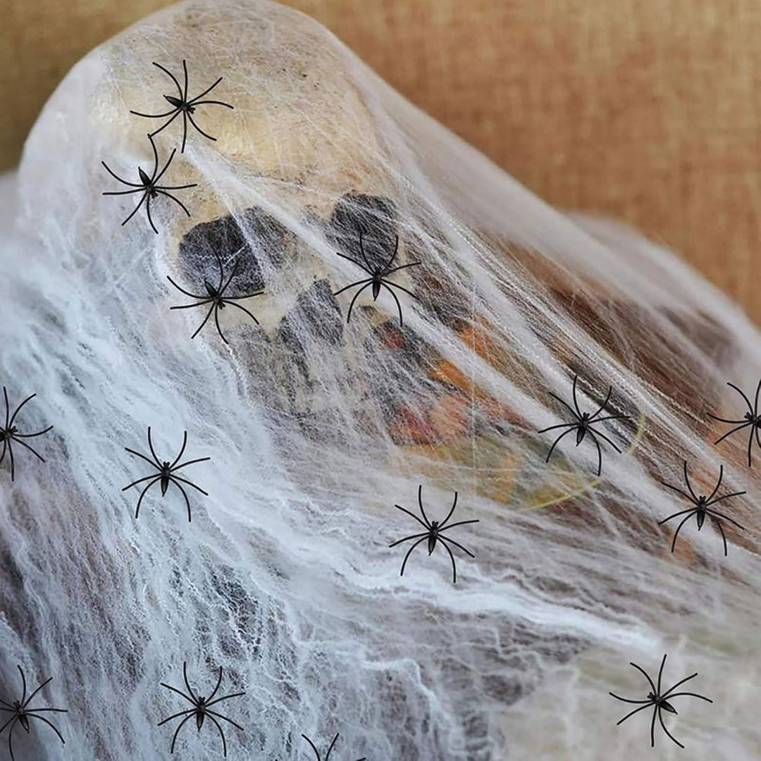 Light Up Bandaged Skull Hanging Decoration with Spiders - 1PC