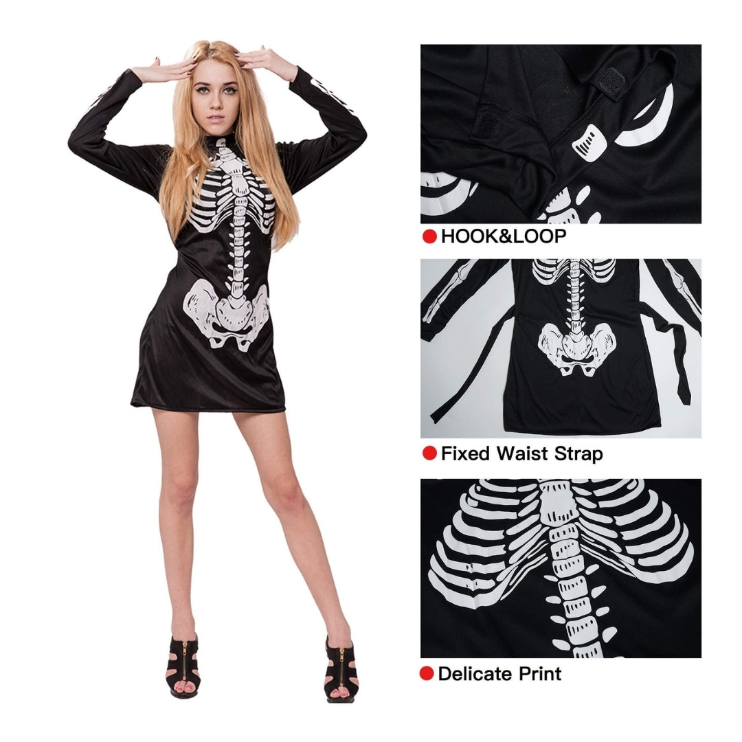 Skeleton Print Slip On Dress for Woman - Free Size for Young Adults