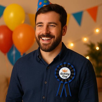 Birthday King Award Ribbon Blue - 1PC