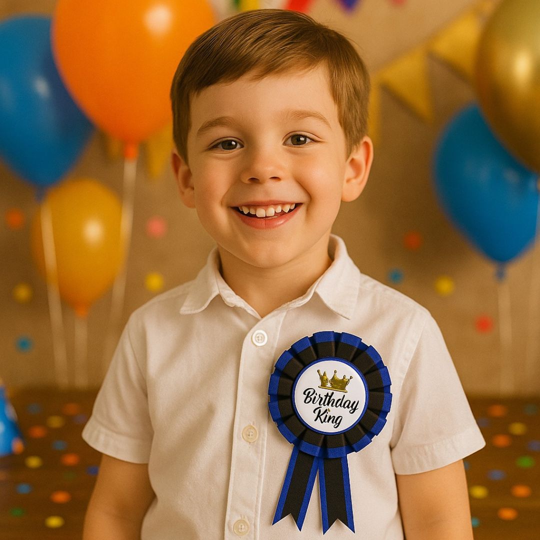 Birthday King Award Ribbon Blue - 1PC
