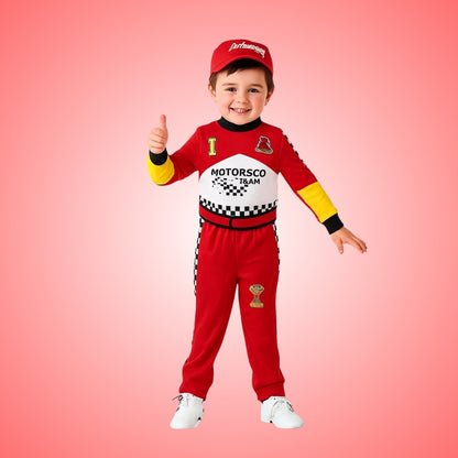 F1 Car Racing Kids Costume with Cap - Age 5 to 7 Years