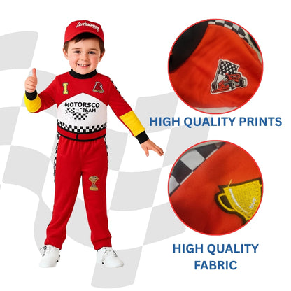 F1 Car Racing Kids Costume with Cap - Age 5 to 7 Years