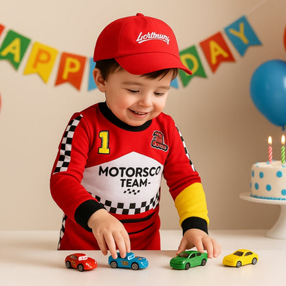 F1 Car Racing Kids Costume with Cap - Age 5 to 7 Years