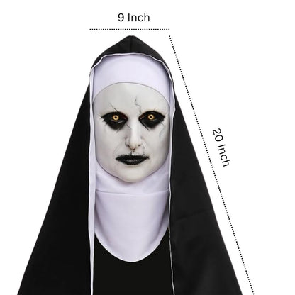 Conjuring Nun White Latex Mask with Black Scarf - 1PC