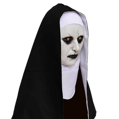 Conjuring Nun White Latex Mask with Black Scarf - 1PC