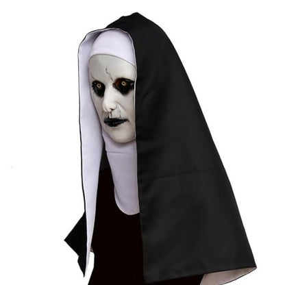 Conjuring Nun White Latex Mask with Black Scarf - 1PC