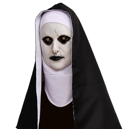 Conjuring Nun White Latex Mask with Black Scarf - 1PC
