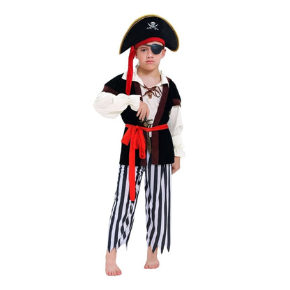 Smart Pirate Costume with Vest, Pants, Waist Belt, Hat & Eye Patch - Size M - Age 5 to 7 Years