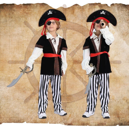 Smart Pirate Costume with Vest, Pants, Waist Belt, Hat & Eye Patch - Size M - Age 5 to 7 Years