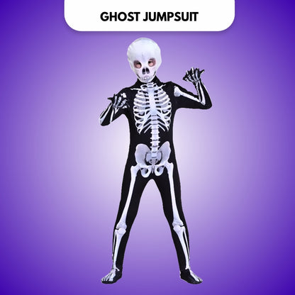 Halloween Ghost Jumpsuit with Mask with Both Side Print - Size M - Age 5 to 7 Years
