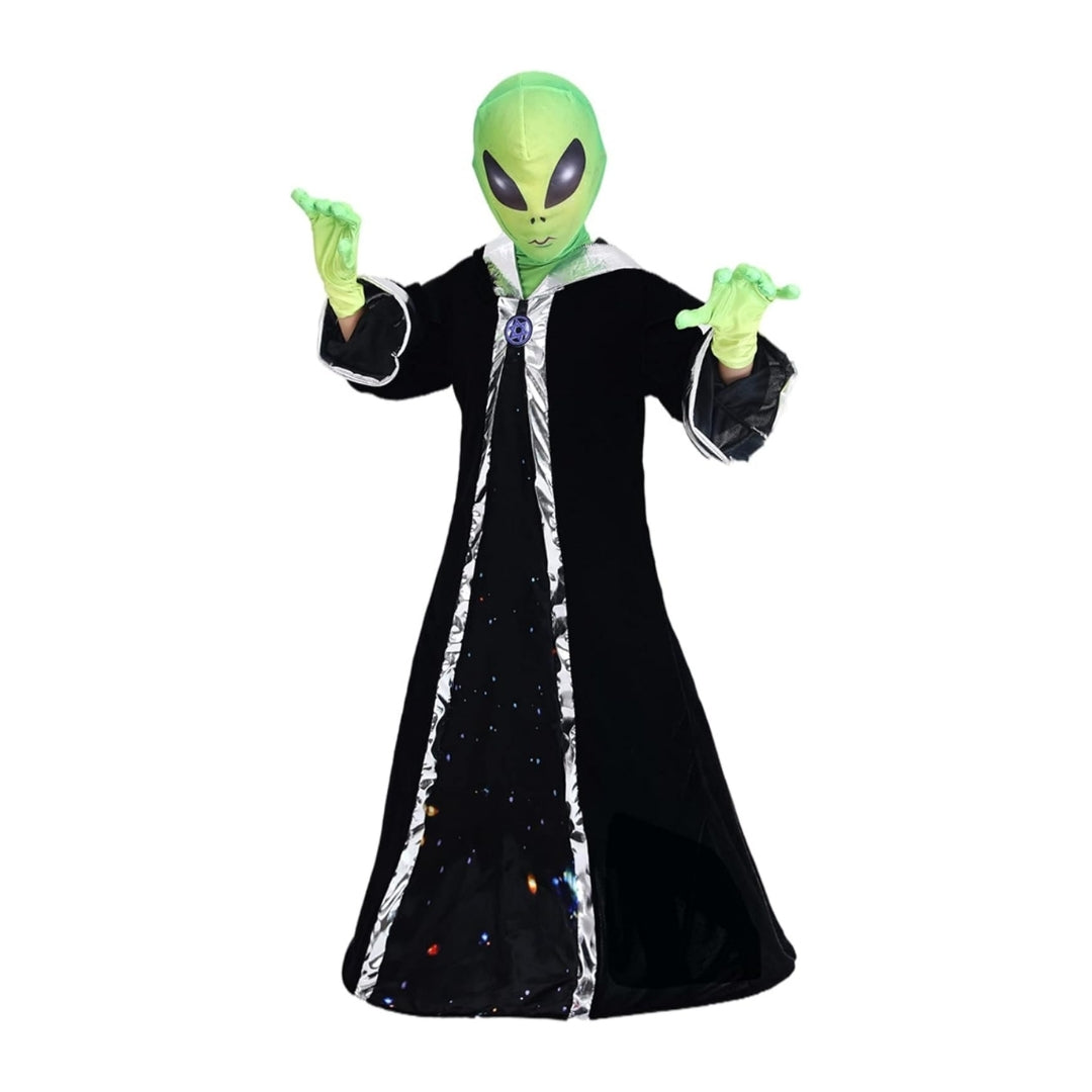 Alien Jaadu Costume with Neon Neon Gloves and Mask Unisex - Size L - Age 8 to 10 Years