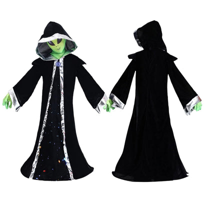 Alien Jaadu Costume with Neon Neon Gloves and Mask Unisex - Size L - Age 8 to 10 Years