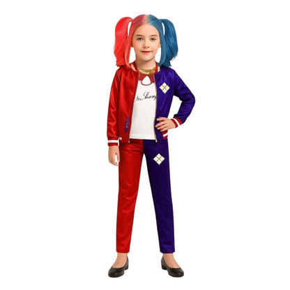 Harley Quinn Red & Blue Costume with Jacket, Pants and Sleeveless Tees