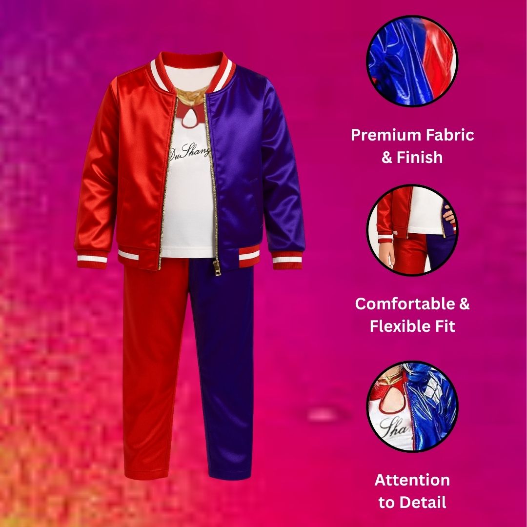 Harley Quinn Red & Blue Costume with Jacket, Pants and Sleeveless Tees