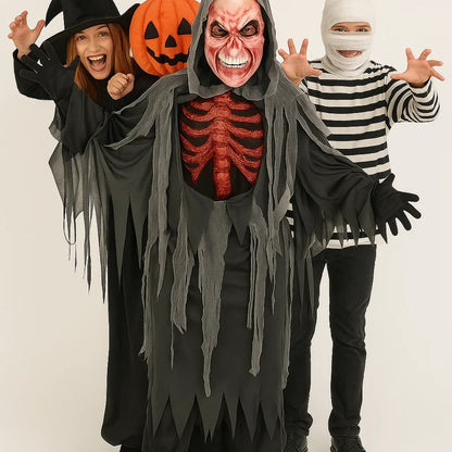 The Spooky Smoldering Reaper Horror Adult Costume with Blood Red Mask - Size XL