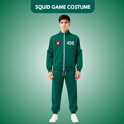 Squid Game Track Suit Costume Green Cosplay with Jacket and Lowers - Size M