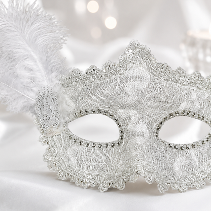 White Glitter Mask-1PC