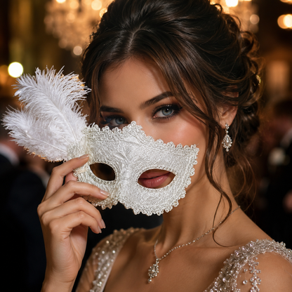 White Glitter Mask-1PC