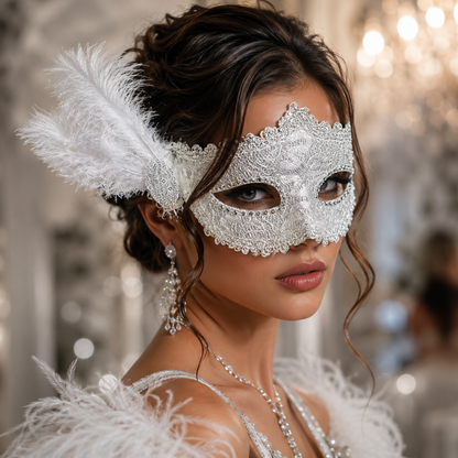 White Glitter Mask-1PC