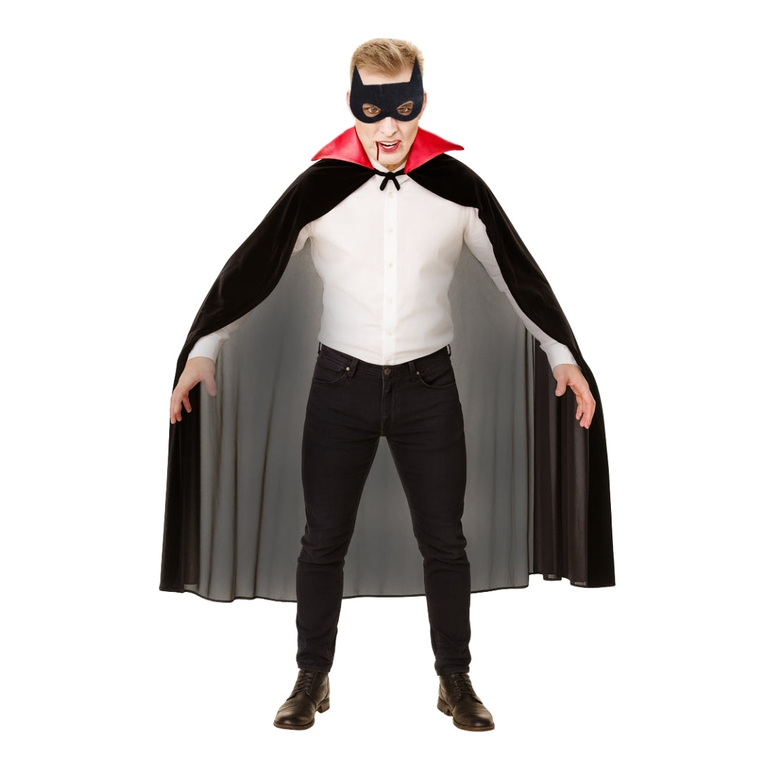 Black Vampire Cape with Red Collar for Young Adults - 1PC