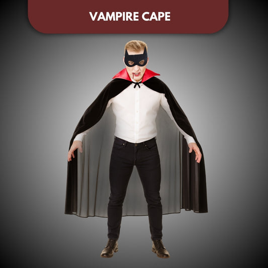 Black Vampire Cape with Red Collar for Young Adults - 1PC