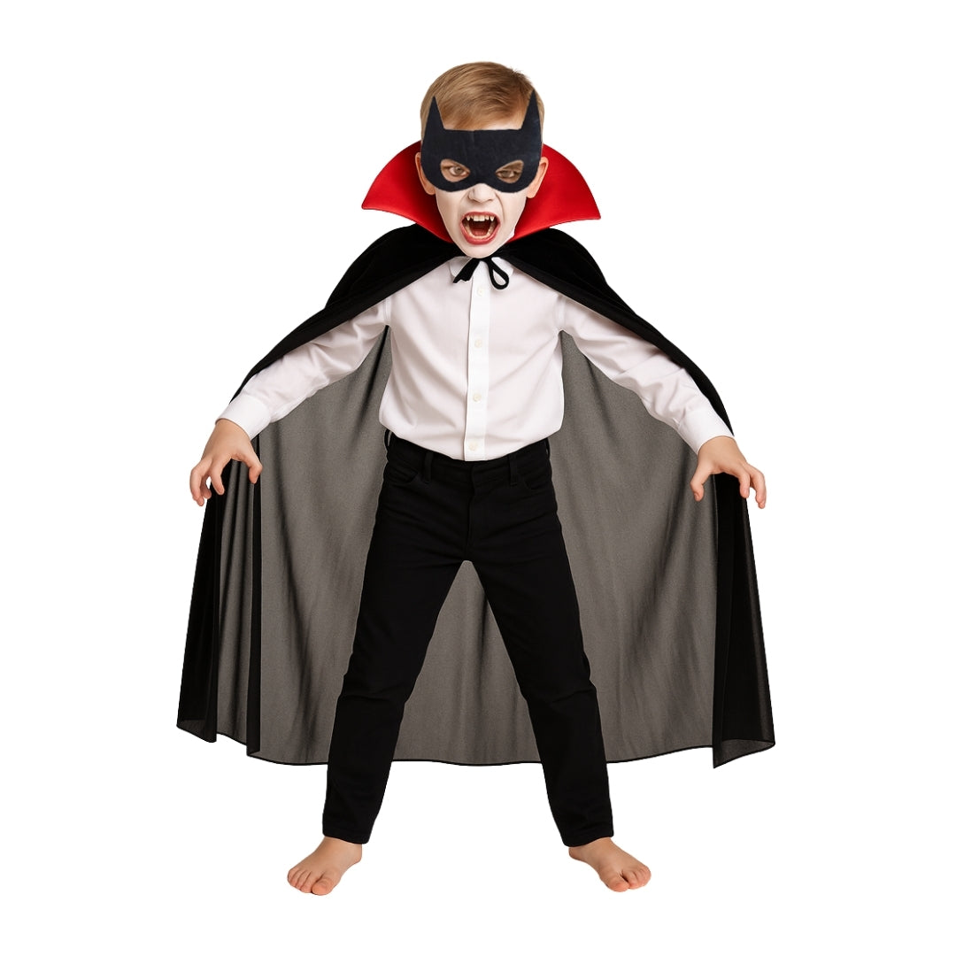 Black Vampire Cape with Red Collar for Kids - 1PC