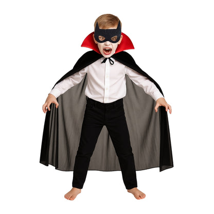 Black Vampire Cape with Red Collar for Kids - 1PC