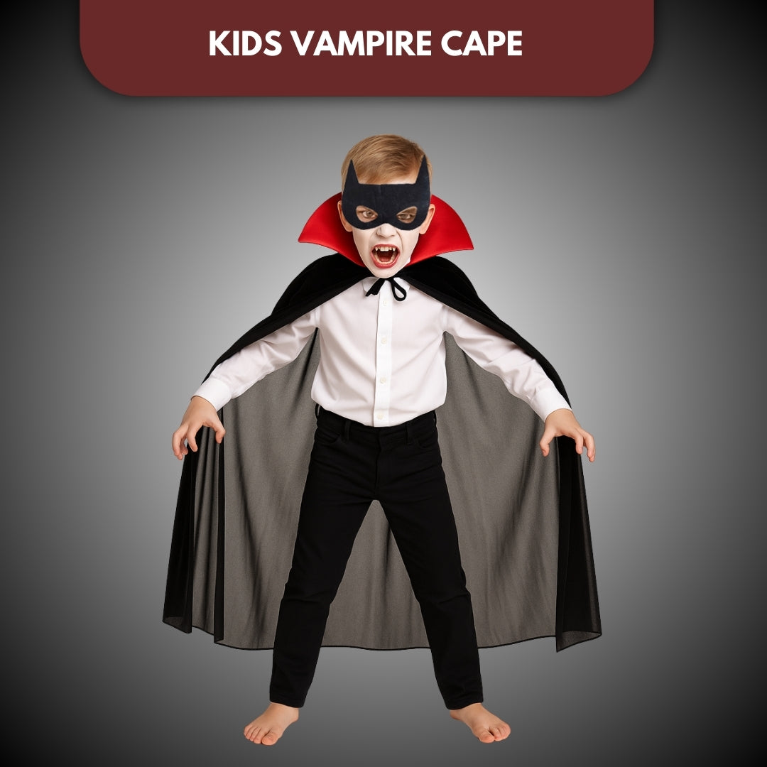 Black Vampire Cape with Red Collar for Kids - 1PC
