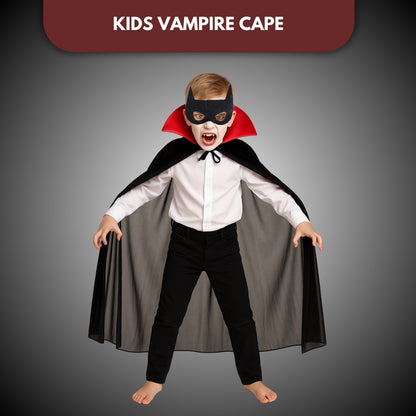 Black Vampire Cape with Red Collar for Kids - 1PC