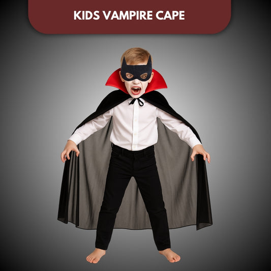 Black Vampire Cape with Red Collar for Kids - 1PC