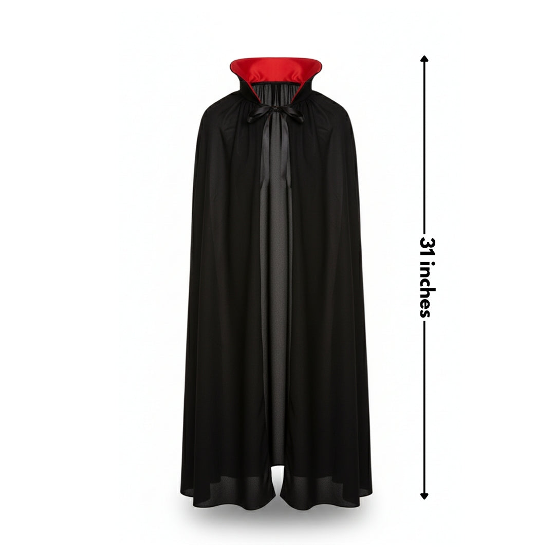 Black Vampire Cape with Red Collar for Kids - 1PC