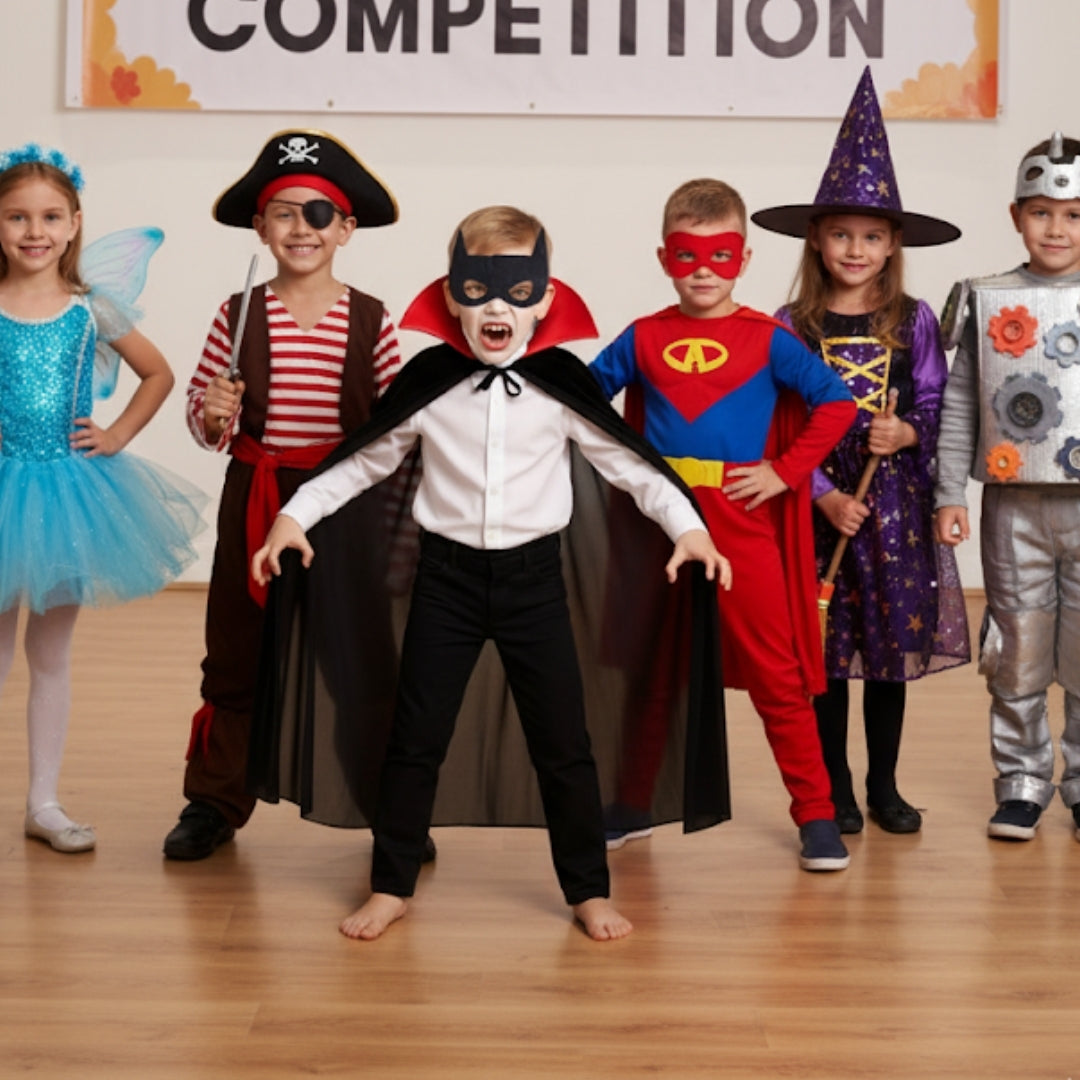 Black Vampire Cape with Red Collar for Kids - 1PC