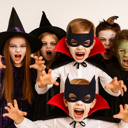 Black Vampire Cape with Red Collar for Kids - 1PC