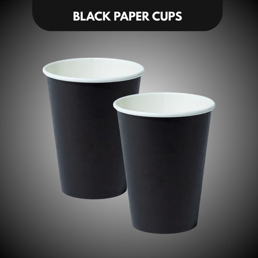 Black Solid Paper Cups 350ML-10PC